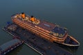 Aerial view of the Wuhan Zhiyin cruise ship by the Yangtze River, China. Royalty Free Stock Photo