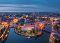 Aerial view of Wyspa Piasek in the Odra river, Wroclaw Royalty Free Stock Photo