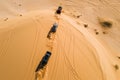 aerial view of 4x4 dune bashing Royalty Free Stock Photo