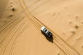 aerial view of 4x4 dune bashing Royalty Free Stock Photo