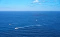 Aerial view of yacht boats cruising mediterranean Royalty Free Stock Photo