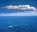 Aerial view of yacht boats cruising mediterranean Royalty Free Stock Photo