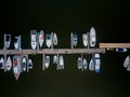 Aerial view of yacht club and marina. Colorful boats and yachts.