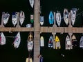 Aerial view of yacht club and marina. Colorful boats and yachts.