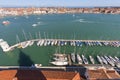 Aerial view on yacht port on San Giorgio Maggiore island, Venice, Italy Royalty Free Stock Photo