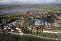 Aerial view of the yachts and old English Cottages