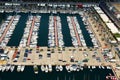 Aerial view of yachts at Port Olimpic. Barcelona Royalty Free Stock Photo