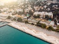 Aerial view of Yalta embankment from air in winter day. City on mountains and coastline with buildings and beautiful nature Royalty Free Stock Photo