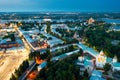 Aerial view of Yaroslavl on Volga River overlooking Assumption Cathedral in summer twilight, Russia Royalty Free Stock Photo