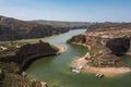 Aerial view of Yellow River source Scenery in Lao Niu Wan, Laoniu Bay, Pianguan, Shanxi, China Royalty Free Stock Photo