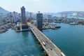 Aerial view on Yeongdodaegyo Bridge in Busan, Korea