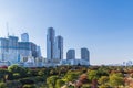 Aerial of yeouido Hangang park in autumn season with skyscrapers and  modern buildings cityscape, Seoul city, Republic of Royalty Free Stock Photo