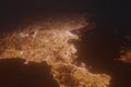 Aerial view on Yokohama (Japan) from south. Top view on modern city at night from space Royalty Free Stock Photo