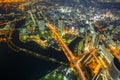 Aerial view of Yokohama at night Royalty Free Stock Photo