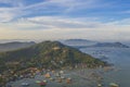 Aerial view of Yor island Floating Fisherman village