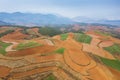 Aerial view of yunnan red land landscape Royalty Free Stock Photo