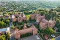 Aerial view of Yuriy Fedkovych National University, Seminar Residence and Church of the Three Hierarchs. Old historical university Royalty Free Stock Photo