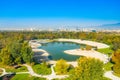 Aerial view of Zagreb, Croatia, Bundek lake in autumn