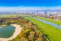 Aerial view of Zagreb, Croatia, Bundek lake