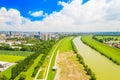 Aerial view of Zagreb, Croatia, Sava river from air Royalty Free Stock Photo