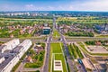 Aerial view of Zagreb and Sava river near fountains square Royalty Free Stock Photo