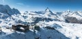 Aerial View of Zermatt Ski Resort and Matterhorn Peak, Swiss Alps Royalty Free Stock Photo