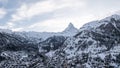 Aerial View of Zermatt Ski Resort, Swiss Alps with Matterhorn at Dusk Royalty Free Stock Photo