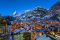 Aerial View on Zermatt Valley and Matterhorn Peak at Dawn Royalty Free Stock Photo