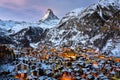 Aerial View on Zermatt Valley and Matterhorn Peak Royalty Free Stock Photo