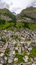 Aerial view of Zermatt Valley and Matterhorn Peak in Switzerland Royalty Free Stock Photo