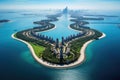 Aerial view of Zhejiang Jinji Lake in Suzhou, China, Aerial View Of Palm Island In Dubai, AI Generated Royalty Free Stock Photo