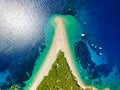 Aerial view of Zlatni rat beach in Bol. Royalty Free Stock Photo