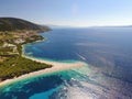 Aerial view of Zlatni rat beach in Bol Royalty Free Stock Photo