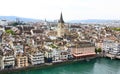 The aerial view of Zurich cityscape