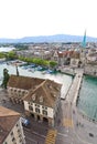 The aerial view of Zurich cityscape