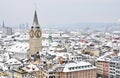 Aerial view of Zurich downtown