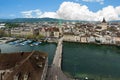 Aerial view of Zurich old town along Limmat river, Zurich, Switz Royalty Free Stock Photo