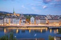 Aerial view of the old town of Zurich, Switzerland.