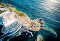 Aerial viewpoint of costal village on Paros island, Greece Royalty Free Stock Photo