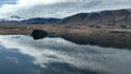 Drone perspective of the alpine Lake Clearwater in NZ South island Ashburton conservation parkperspective Royalty Free Stock Photo