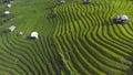 Aerial views beautiful of Small house and rice terraces field at pabongpaing village rice terraces Mae-Jam Chiang mai, Thailand. Royalty Free Stock Photo