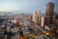 Aerial View of San Francisco Financial District and San Francisco Bay as seen from Nob Hill Neighborhood. Royalty Free Stock Photo