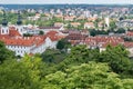 Aerial view of modern housing in the city of Prague, from Perin Hill.