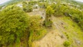 Aerial views the ruins of Cagsawa church, showing Mount Mayon erupting in the background. Cagsawa church. Philippines. Royalty Free Stock Photo