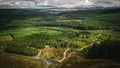 Aerial views of scenic forest drive in Gortin Glens Forest Park Omagh