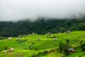 Aerial views of Small house and rice terraces field at pabongpaing village rice terraces Mae-Jam Chiang mai, Thailand. The view Royalty Free Stock Photo