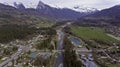 Aerial Views of a Spring Snow melt River Royalty Free Stock Photo