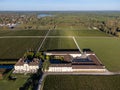 Aerial views of wine domain or chateau in Haut-Medoc red wine making region, Margaux village, Bordeaux, left bank of Gironde Royalty Free Stock Photo