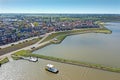 Aerial from the village Ameide at the river Lek in the Netherlands