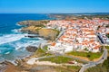 Aerial from the village Zambujeira do Mar at the west coast in Portugal